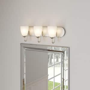 Gather Collection 3-Light Brushed Nickel Etched Glass Traditional Bath Vanity Light