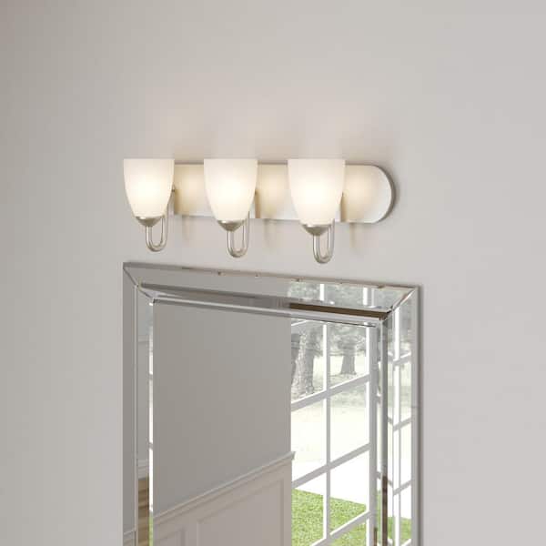 Gather Collection 3-Light Brushed Nickel Etched Glass Traditional Bath Vanity Light