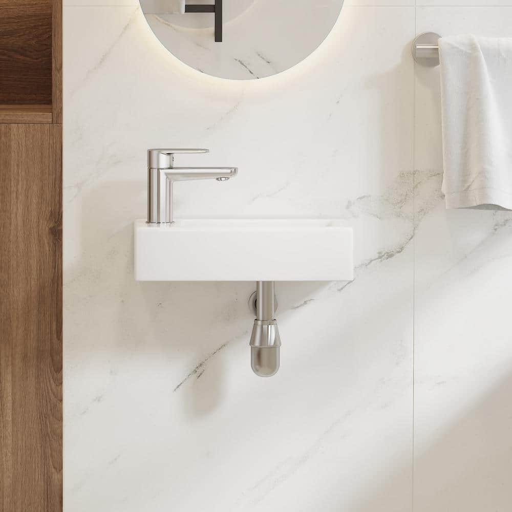 Turner 14" x 7" White Ceramic Rectangular Wall-Mount Bathroom Sink