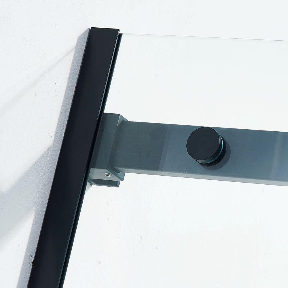 Matte Black Semi-Frameless Sliding Shower Door with Tempered Glass