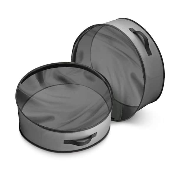 OSTO 24 in. Artificial Gray with Clear Top Nonwoven Christmas Wreath Storage Bag Holder 2-Pack