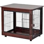 30.7 in. Pet Dog Crate Cage House End Table with Wooden Structure and Iron Wire and Lockable Caters for Medium Dog
