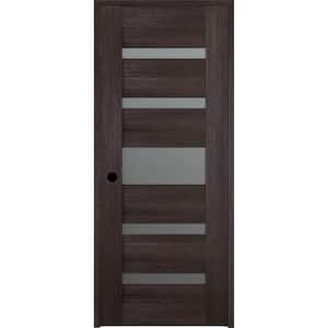 Vona 07-05 18 in. x 80 in. Right-Handed 5-Lite Frosted Glass Solid Core Veralinga Oak Wood Single Prehung Interior Door