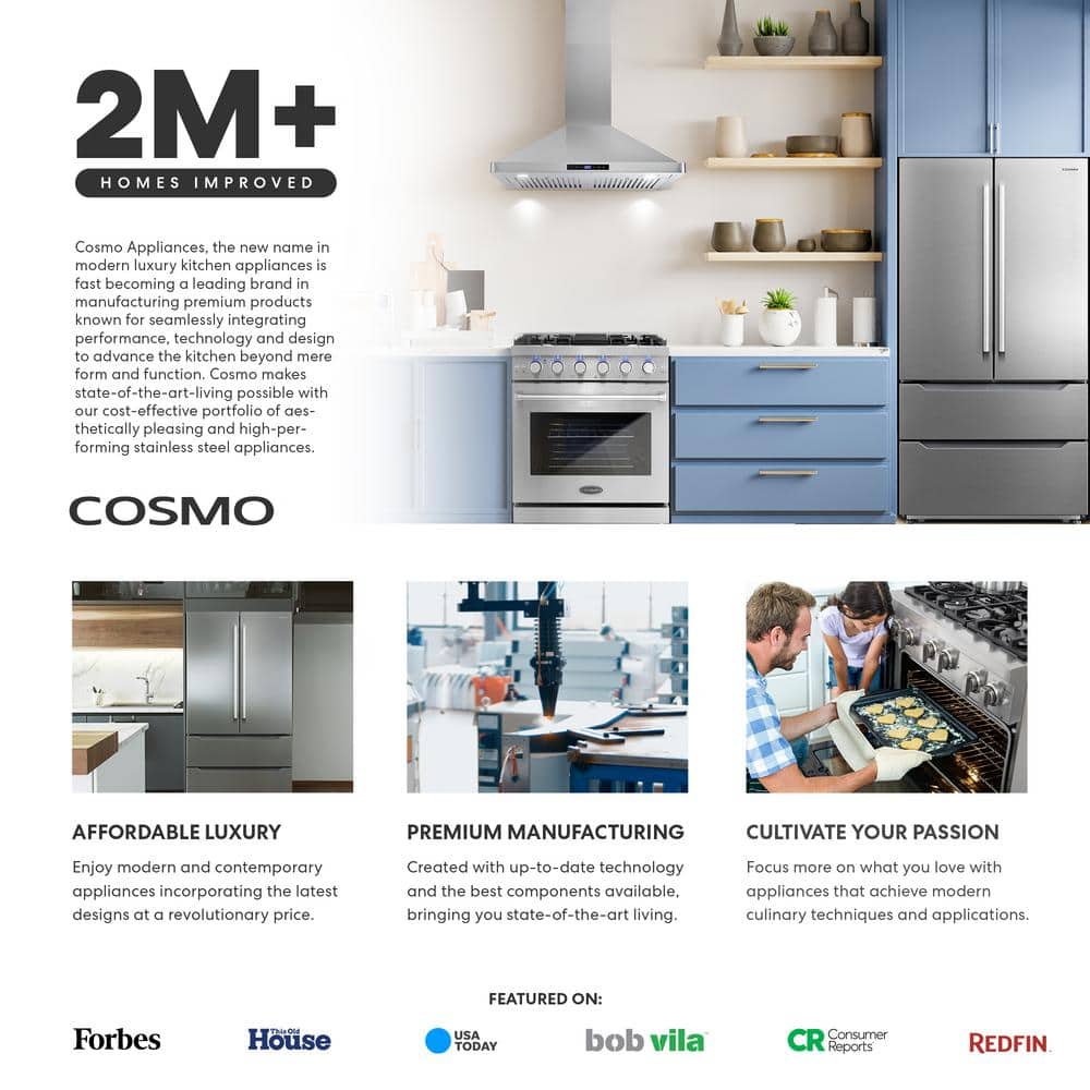 Cosmo 36" Stainless Steel Convection Gas Range with 6 Burners