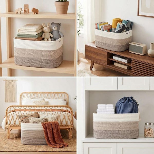 Brown 12 x 21 x 16 Rectangle Brown Laundry Basket (1-Pack