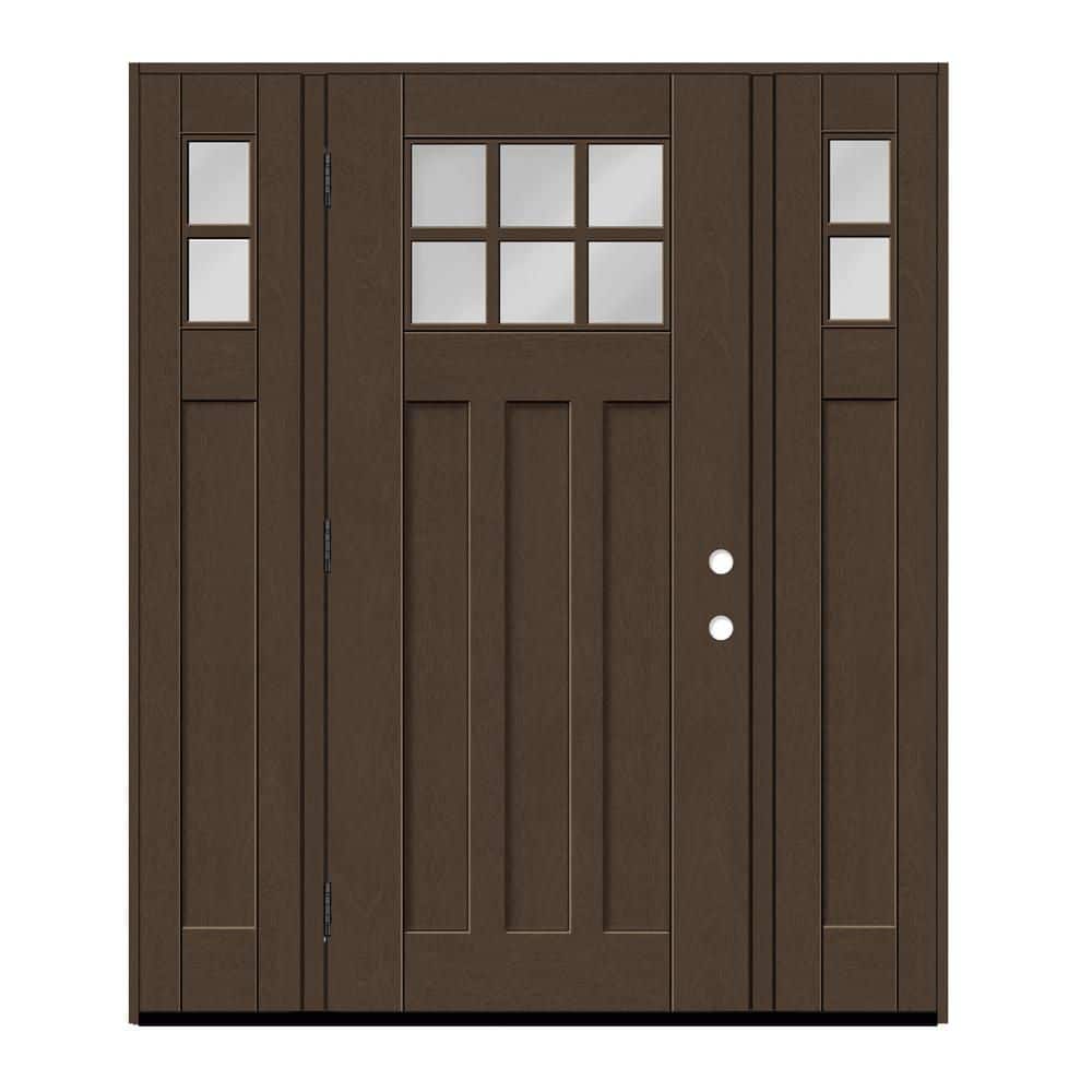 Regency 60 in. x 80 in. RHOS 6L Toplite Clear Glass Hickory Mahogany Fiberglass Prehung Front Door w/ 10in.SLs_4in.Jamb price history on PriceWatchPro