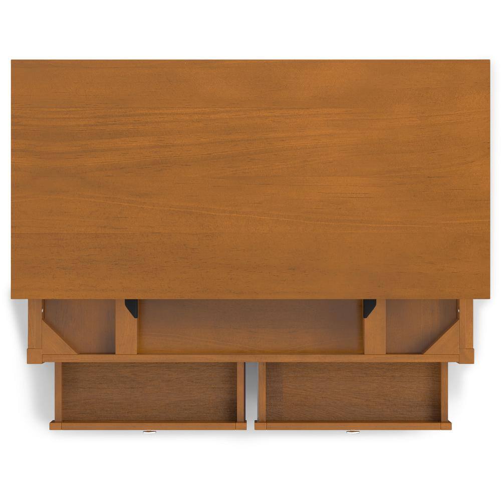Light Golden Brown Solid Wood Lift-Top Coffee Table with Storage