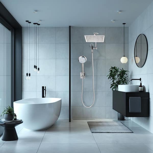 Zalerock Rainfall 9-Spray Wall Mount Dual Shower Head and Handheld