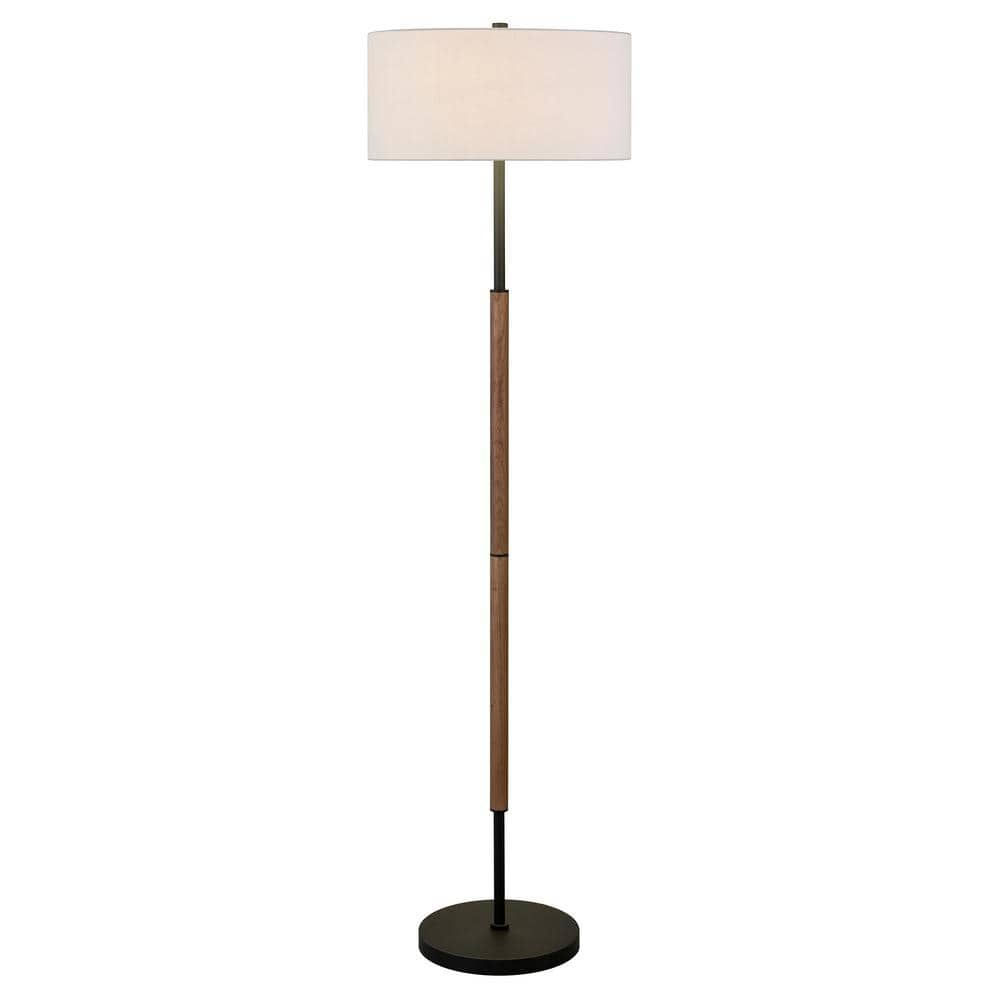 Meyer&Cross Simone 61 .5 in. Blackened Bronze and Rusitc Oak Floor Lamp  FL1532 - The Home Depot