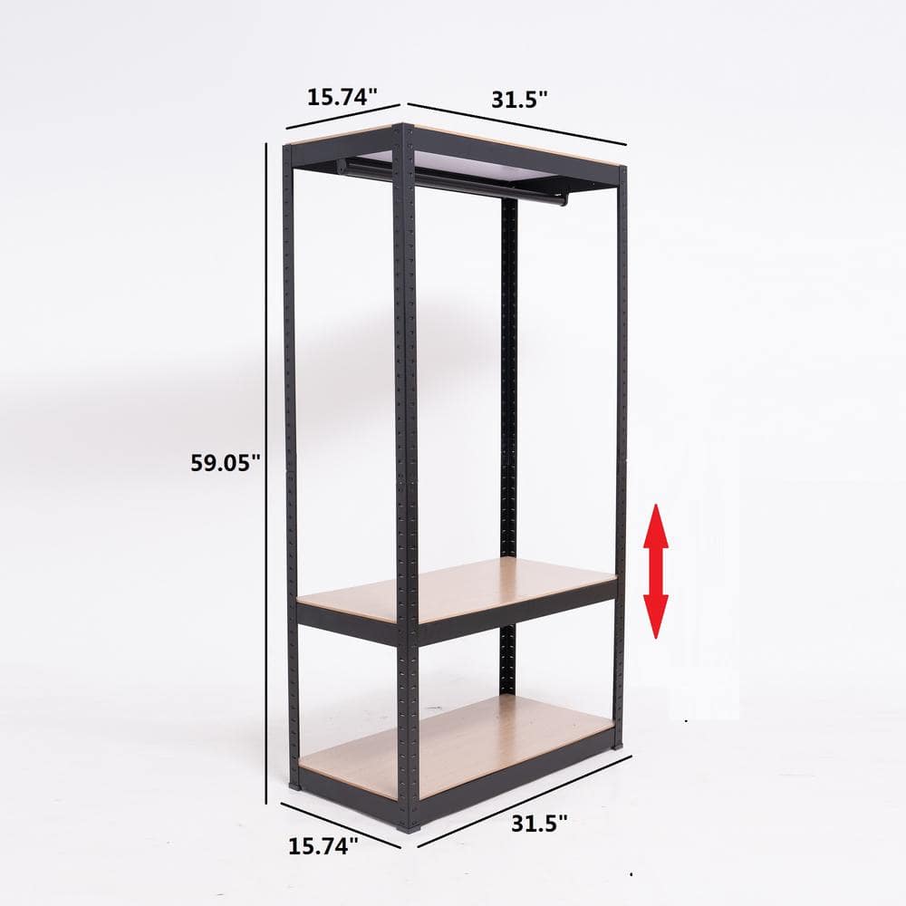 Black Heavy Duty Portable Wire Closet Organizer with Adjustable Shelves