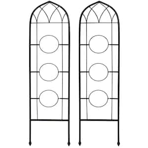 48 in. 2-Piece Arched Climbing Plants Wall Trellis with Flower Pot Supports