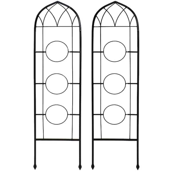 48 in. 2-Piece Arched Climbing Plants Wall Trellis with Flower Pot Supports