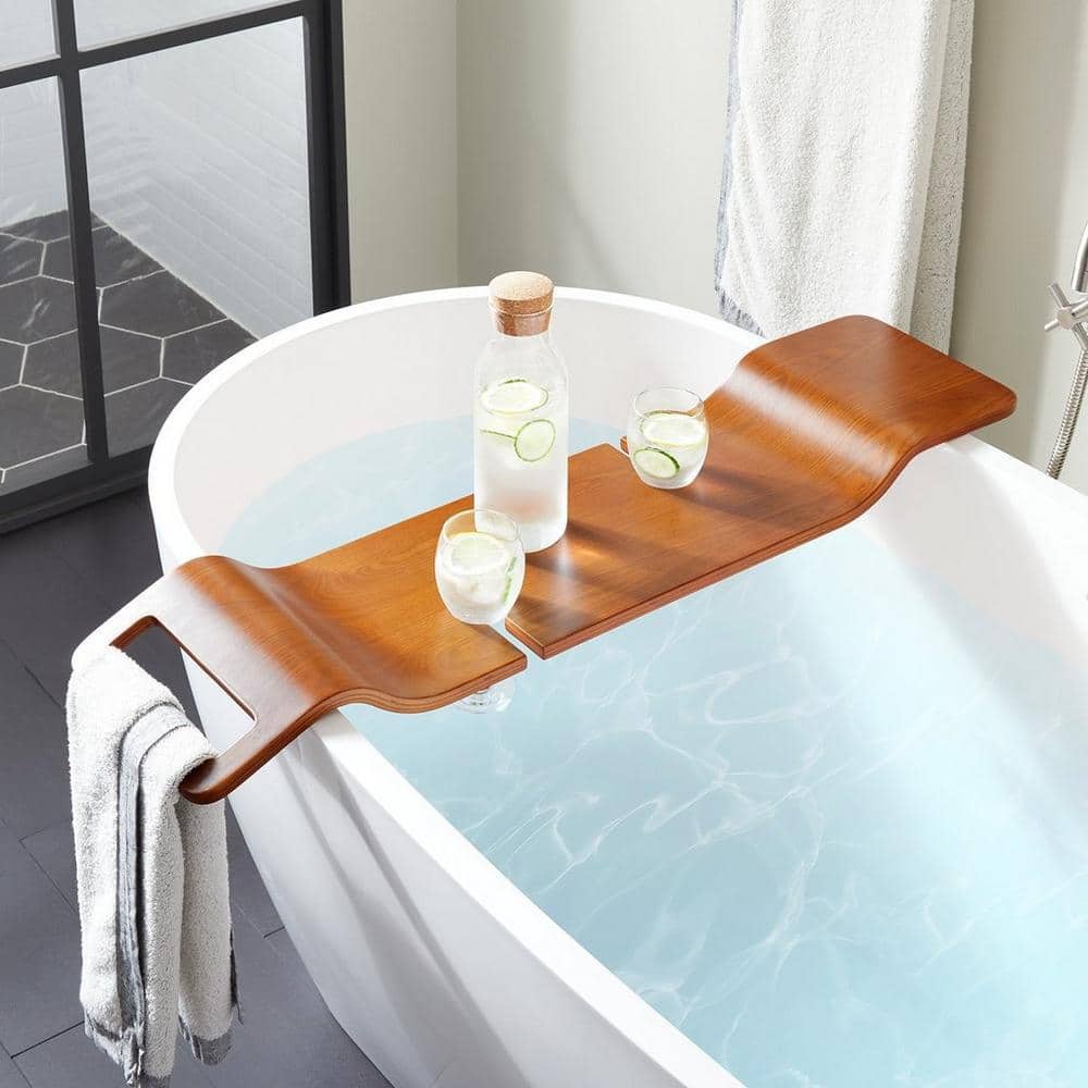 Mind Reader Bath Tray Elegant Tub Caddy with Stainless Steel Rust