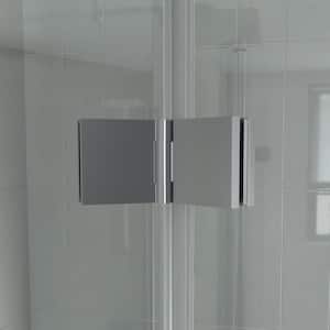 30 in. W x 72 in. H Single Frameless Corner Shower Enclosure Hinged Shower Door in Sliver