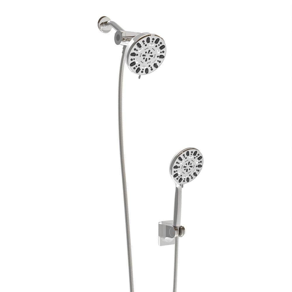 7-Spray 4.7 in. Wall Mount Dual Fixed and Handheld Shower Head, 7-Functions