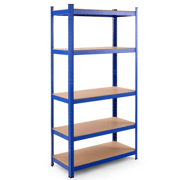 Costway 72 in. Blue Heavy-Duty Steel 5 Level Garage Shelf Metal Storage Adjustable Shelves