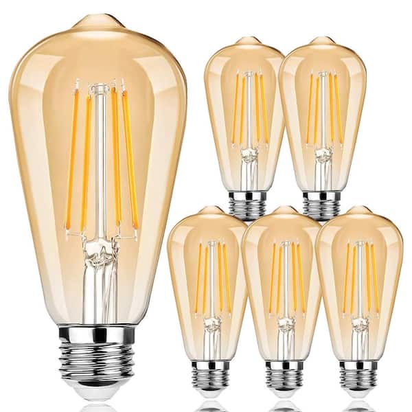 E26 Dimmable ST64 Squirrel Cage Standard Base E27 Medium by Newhouse Lighting 6-Pack Vintage Edison Filament Light Bulb 