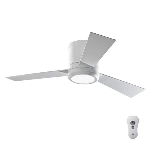 Generation Lighting Clarity II 42 in. Integrated LED Indoor Matte White Flush Mount Ceiling Fan with White Blades and Remote Control