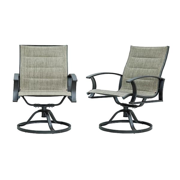 Amucolo Gray Steel Chair Outdoor Armchair Patio Swivel Chairs with Textilene Mesh Fabric (Set of 2)