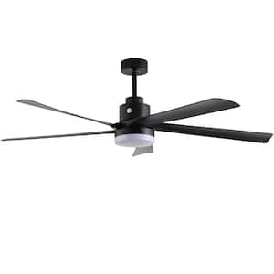 Black 65 In. indoor Ceiling Fan with Light, 5-Blade Dimmable LED Ceiling Fan with Remote Control