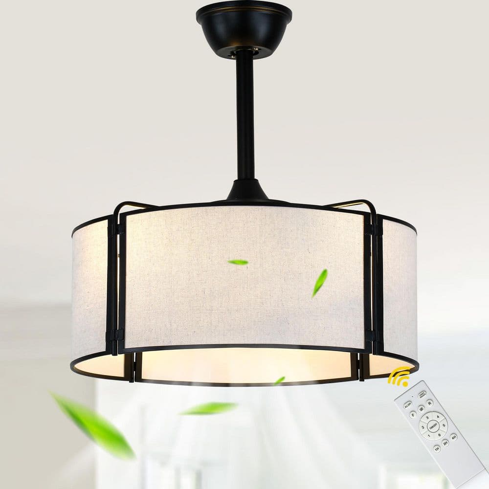 Oaks Aura Canet 20in. Matte Black Modern Caged Fabric Fandelier