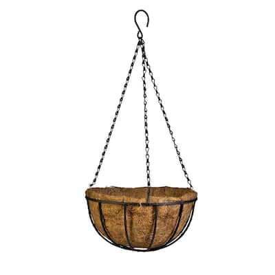 Canterbury 12 in. Metal and Coconut Liner Hanging Basket