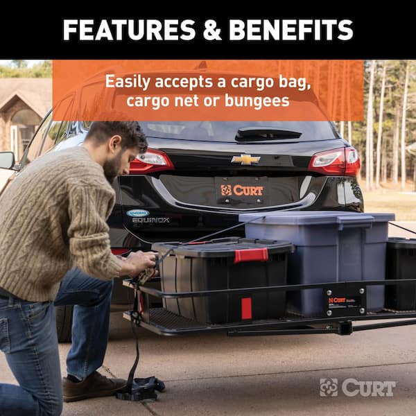 60 in. x 24 in. CURT Steel Cargo Carrier Hitch Basket (Folding 2 in. Shank, 500 lb. Capacity)