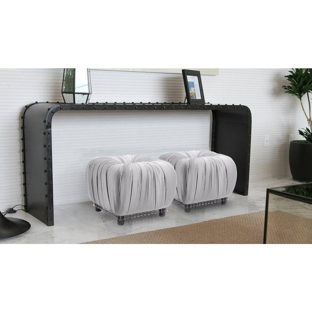 Gracie 20" Flint Grey Satin Tufted Storage Ottoman