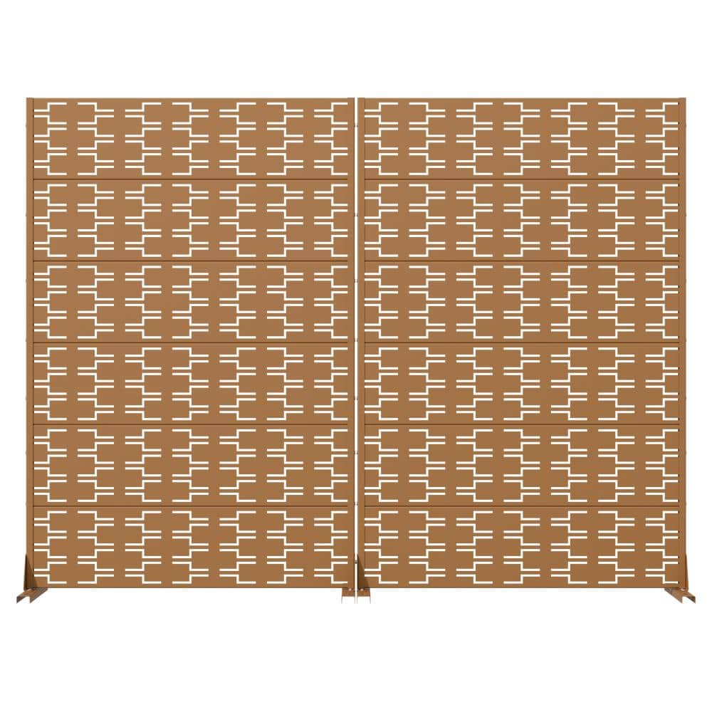 72 in. H x 47 in. W Outdoor Brown Galvanized Steel Decorative Garden Fence Privacy Screen (2-Pack) price history on PriceWatchPro