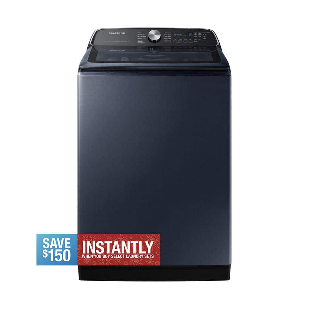 5.4 cu. ft. Smart Top Load Washer with Pet Care Solution and Super Speed Wash in Brushed Navy Blue