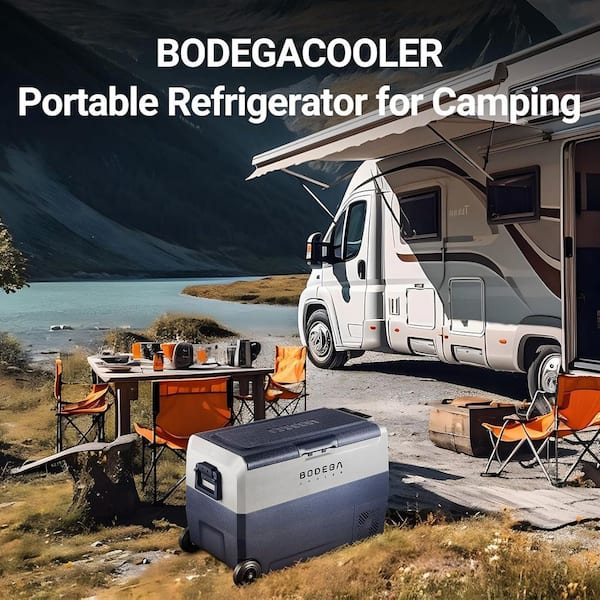 28.5 in. 2.04 cu. ft. 12-Volt Car Refrigerator Retro Mini Refrigerator 64 qt. in Black, Car Fridge, -4℉-68℉ Car Cooler