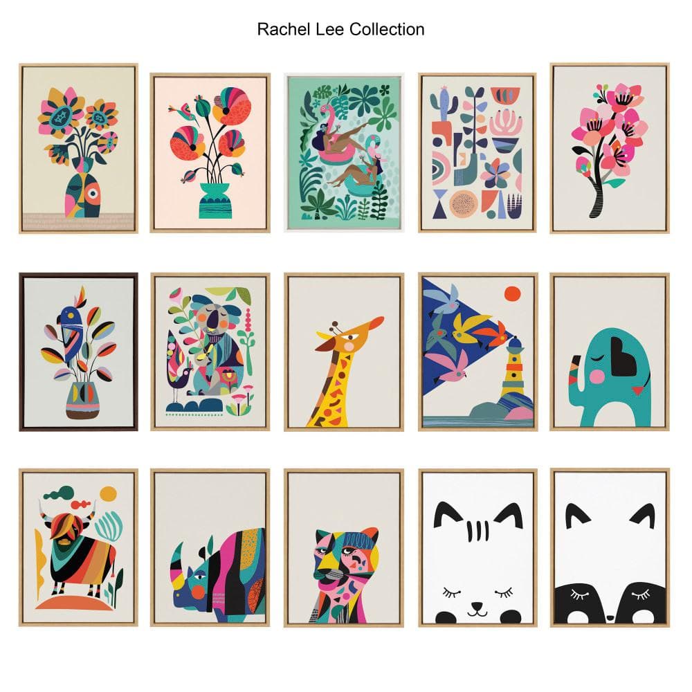 Colorful Abstract Landscape Canvas Print with Natural Frame, 23x33
