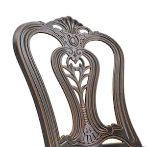 2-Piece Antique Bronze European Carving Cast Aluminum Outdoor Armless Bistro Chair for Yard