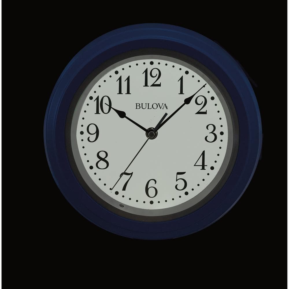 Blue and Silver Glass Round Silent Wall Clock