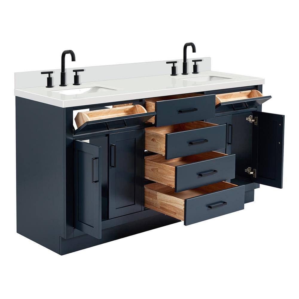 Midnight Blue Double Vanity with White Quartz Top