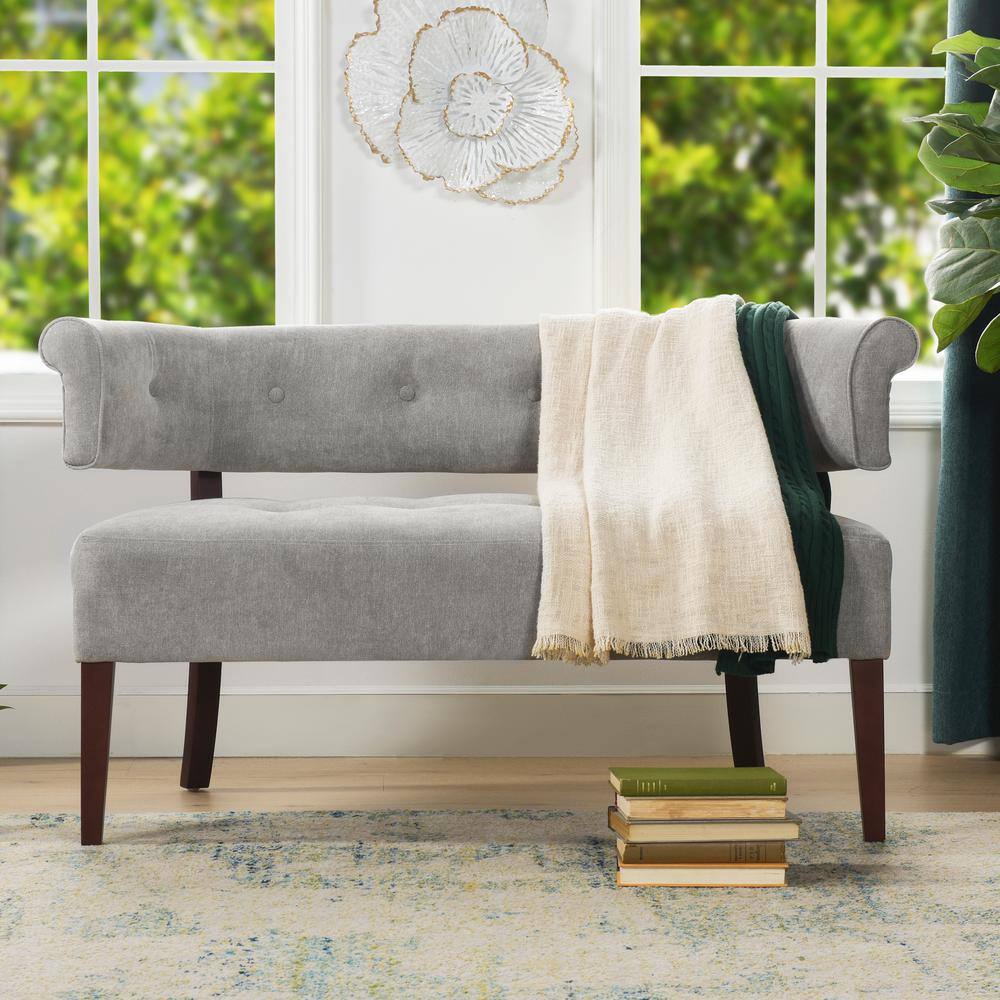 Jennifer Taylor Jared 51 In. Silver Grey Tufted Linen 2-seater Armless 