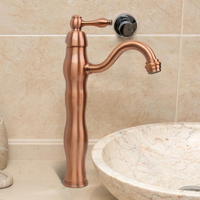 Color : -, Size : - FSJIANGYUE Bathroom Modern Copper Chrome Vertical Countertop Basin with High Faucet Single Handle Single Hole Bathroom Hot 