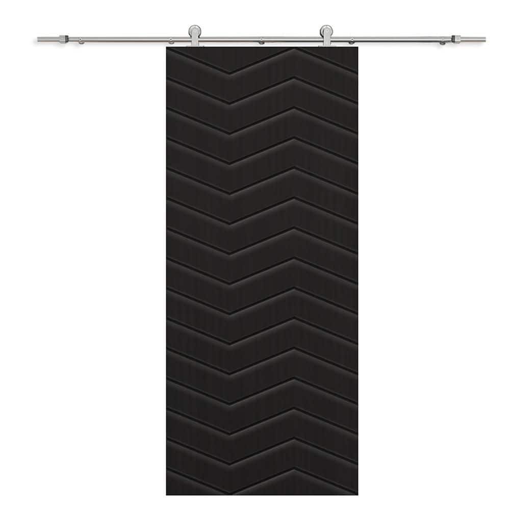36 in. x 84 in. Black Painted Composite MDF Paneled Interior Sliding Barn Door with Hardware Kit price history on PriceWatchPro
