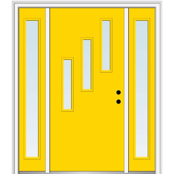 MMI Door 64.5 in. x 81.75 in. Davina Left-Hand Inswing 3-Lite Clear Low-E Painted Fiberglass Prehung Front Door with Sidelites