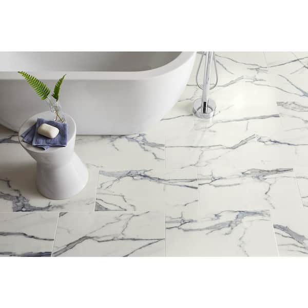 Carrara Azul 12 in. x 24 in. Polished Porcelain Floor and Wall Tile (2 sq. ft.)