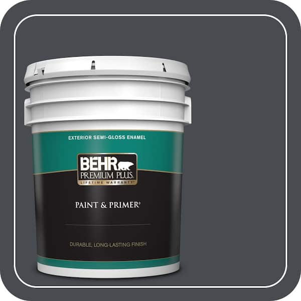 BEHR PREMIUM PLUS 5 gal. Home Decorators Collection #HDC-CL-24 Black Ribbon Semi-Gloss Enamel Exterior Paint & Primer
