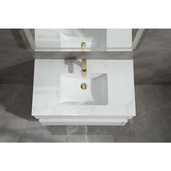 ANGELES HOME 36 in. W Modern Floating Double Layer Bath Vanity in 