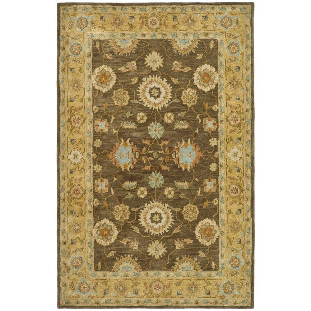 SAFAVIEH Anatolia Brown/Taupe 5 ft. x 8 ft. Border Area Rug AN556C-5 ...