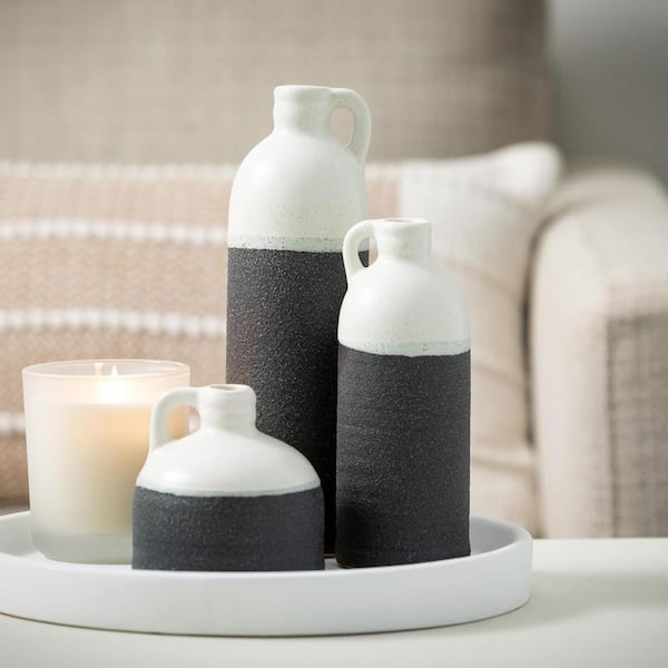 Gray 3 in. x 10 in. Ceramic Modern Decorative Vase, (Set of 3)