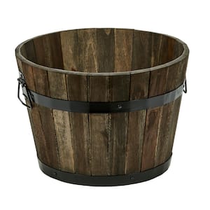 15 in. Dia x 10 in. H Brown Wood Bucket Barrel