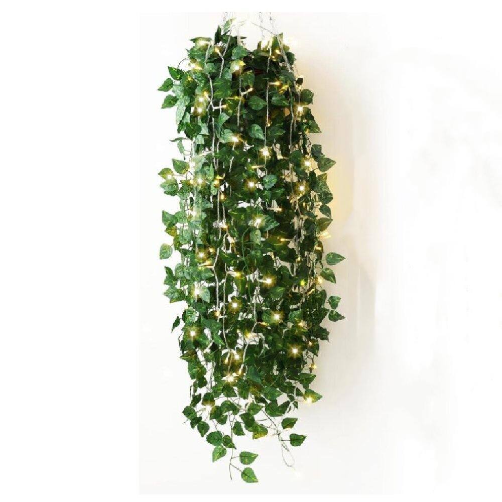 86 .4 in. H Green Fake Ivy Vines, Artificial Ivy Garland with 200 LED Strin