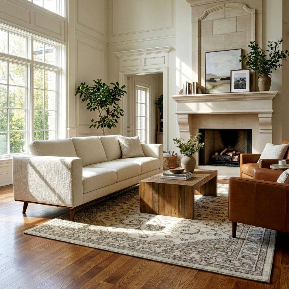 Glamour Home Bishop 80.5 in. Straight Arm Fabric Rectangle Sofa in