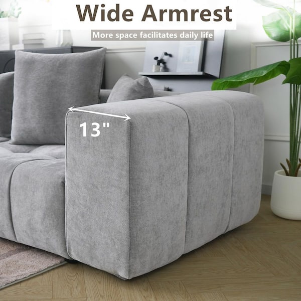 Magic Home Minimalism 119 in. 3-Piece Linen Fabric Modular