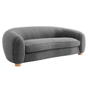 Abundant Boucle 95 in. Round Arm Fabric Curved Sofa in Gray
