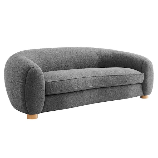 MODWAY Abundant Boucle 95 in. Round Arm Fabric Curved Sofa in Gray